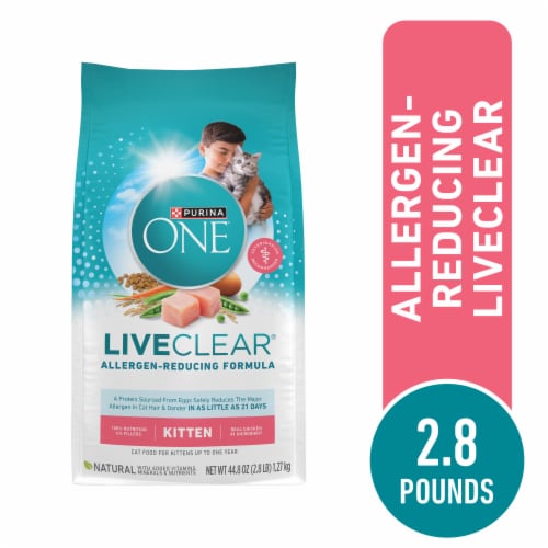 Purine ONE LiveClear Allergen-Reducing Kitten Dry Cat Food Formula Real Chicken Perspective: front