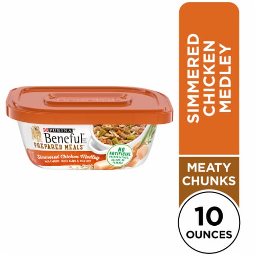 Purina Beneful Prepared Meals High Protein Wet Dog Food Simmered Chicken Medley in Gravy Perspective: front
