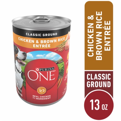 Purina ONE Wet Dog Food Classic Ground Chicken & Brown Rice Entrée Perspective: front