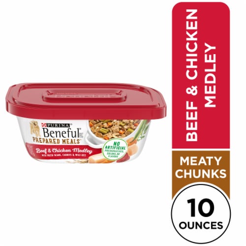 Purina Beneful Prepared Meals High Protein Wet Dog Food With Gravy, Beef & Chicken Medley Perspective: front
