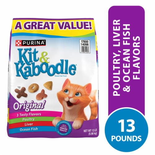 Purina Kit and Kaboodle Adult Crunchy Dry Cat Food Poultry Liver and Ocean Fish Flavors Perspective: front