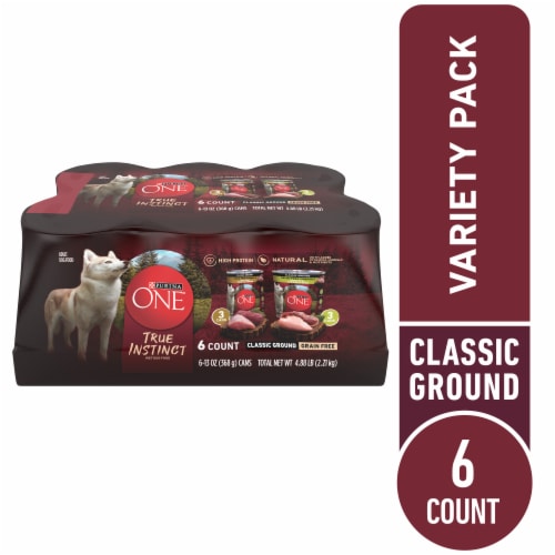 Purina ONE True Instinct Grain Free Wet Dog Classic Ground Variety Pack Perspective: front