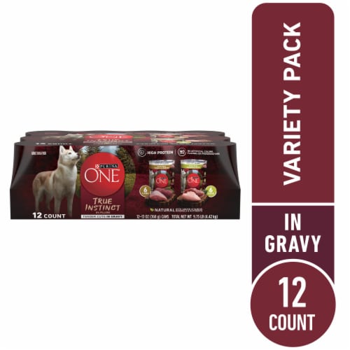 Purina ONE True Instinct Wet Dog Food Tender Cuts in Gravy Variety Pack Perspective: front