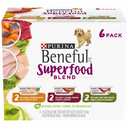 Beneful Superfood Blend Wet Dog Food Variety Pack - 6 ct Perspective: front