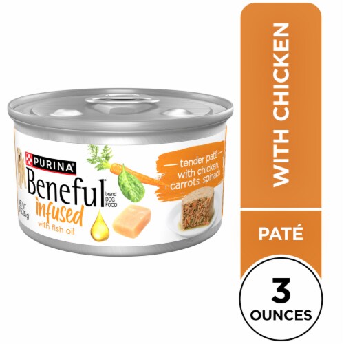 Purina Beneful Infused Wet Dog Food Pate With Real Chicken, Carrots and Spinach, With Fish Oil Perspective: front