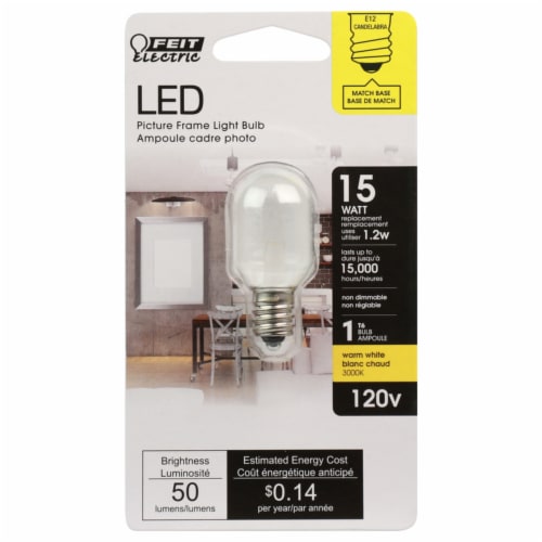 Feit Electric 1.2-Watt (15-Watt) E12 Base Candelabra T6 LED Light Bulb, 1  ct - Baker's