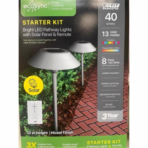Feit Electric 3010286 40 watt LED OneSync Brushed Nickel Solar Powered Pathway Light Pack of 1 King Soopers