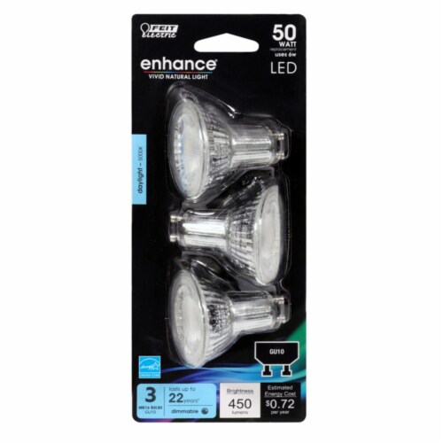 Echt uitvinding Bomen planten Feit Electric Enhance MR16 GU10 LED Bulb Daylight 50 Watt Equivalence 3 pk  - Total Qty: 1, Count of: 1 - Kroger