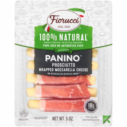 Fiorucci 100% Natural Prosciutto Panino Wrapped Mozzarella Cheese Perspective: front