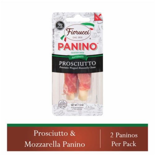 Fiorucci Prosciutto Wrapped Mozzarella Cheese Twin Pack Panino Perspective: front