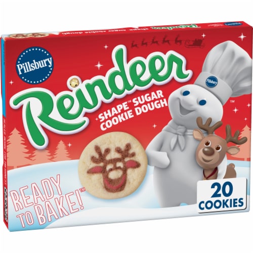 Pillsbury Ready to Bake! Reindeer Shape Sugar Cookie Dough Perspective: front