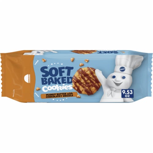 Pillsbury Soft Baked Cookies Peanut Butter with Chocolatey Drizzle Perspective: front