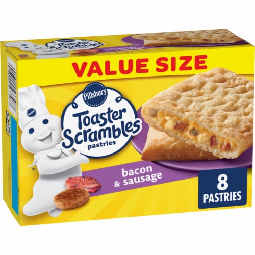 Pillsbury Bacon & Sausage Toaster Scrambles Frozen Breakfast Pastries Perspective: front