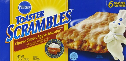 Toaster Scrambles Cheese Sauce Egg & Sausage Pastries Perspective: front
