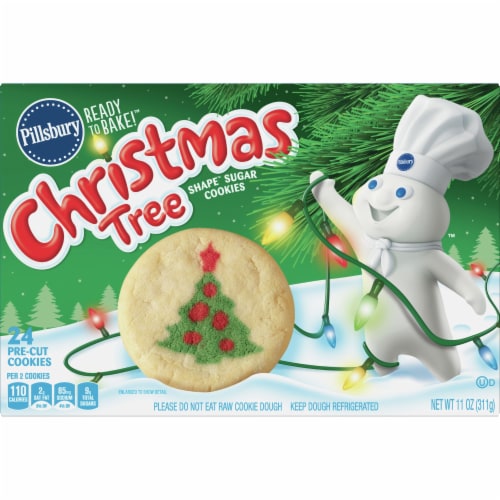 Pillsbury Ready to Bake Christmas Tree Shaped Cookie Dough Perspective: front