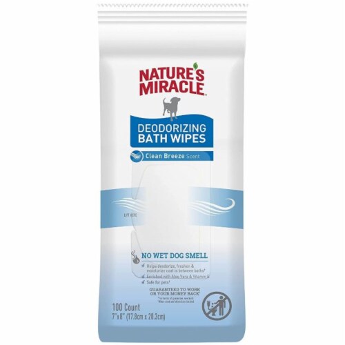 Natures Miracle Deodorizing Bath Wipes for Dogs Clean Breeze Scent