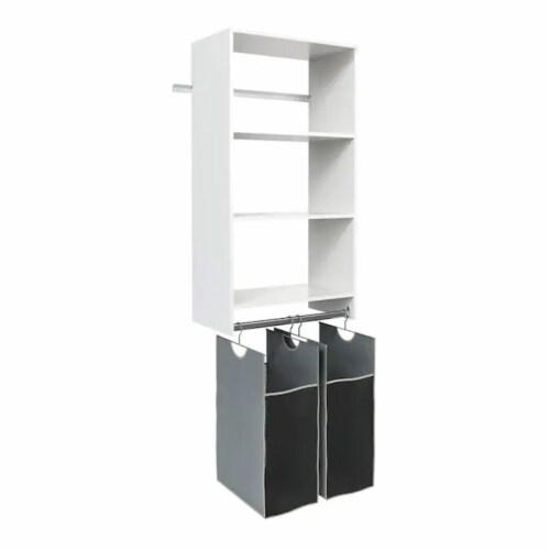 Easy Track Closet Storage Shelf Organizer System with Hanging Hamper Kit, White, 1 Piece Ralphs