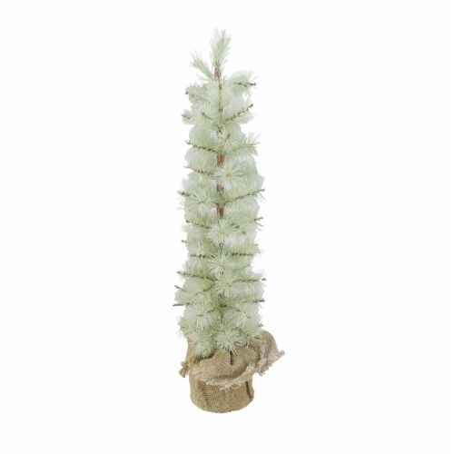 Arett Sales 2' Potted Green Frosted Pine Slim Artificial Christmas Tree - Unlit Perspective: front