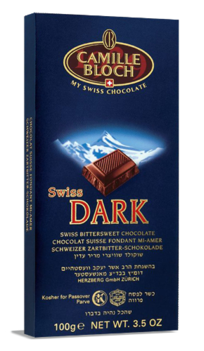 Camille Bloch Swiss Dark Chocolate Bar Perspective: front