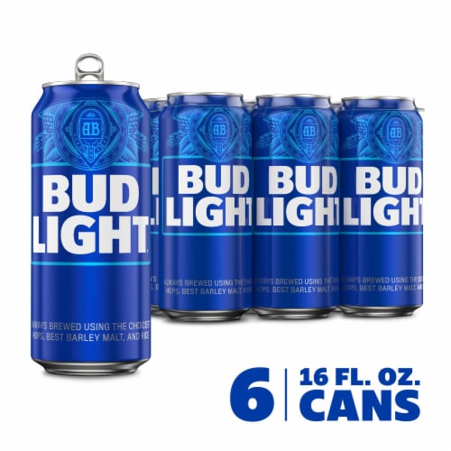 Bud Light Lager Beer, 6 cans / 16 fl oz - Baker's