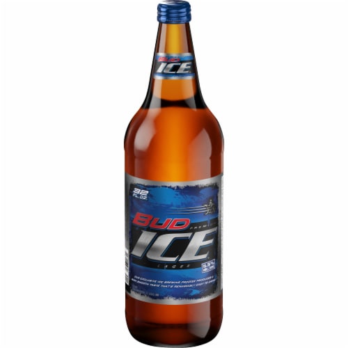 Bud Ice Beer Single Bottle Perspective: front