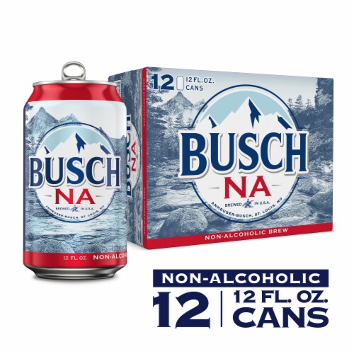 Busch NA Non Alcoholic Lager Beer Cans Perspective: front