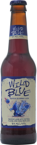 Wild Blue Lager Bottles Perspective: front