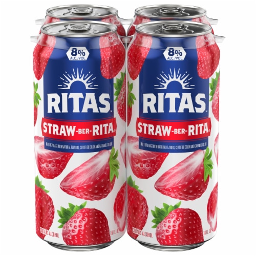 Ritas Straw Ber Rita Sparkling Margarita Flavored Hard Beverage Perspective: front