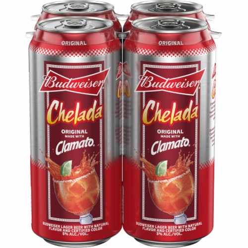 Budweiser and Clamato Chelada Beer Perspective: front