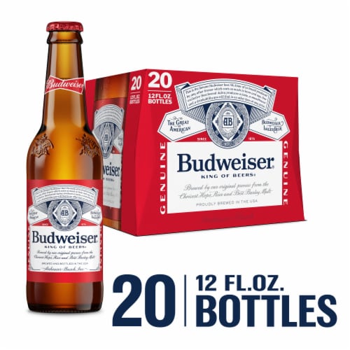 Budweiser Lager Beer Bottles, 20 bottle / 12 fl. oz - Pick 'n Save