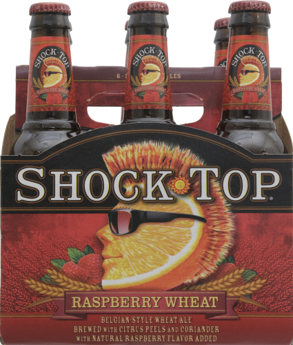 Shock Top Raspberry Wheat Belgian White Ale Perspective: front