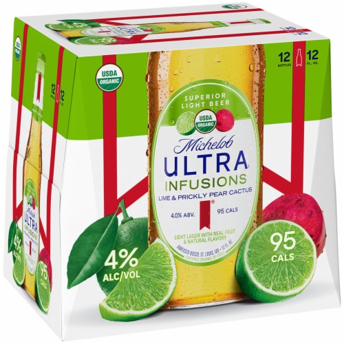 Michelob Ultra® Infusions Lime & Prickly Pear Cactus Light Beer Perspective: front