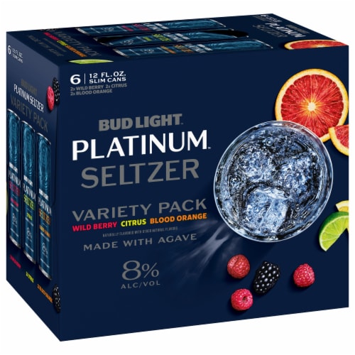 Bud Light Platinum Wild Berry/Citrus/Blood Orange Seltzer Variety Pack Perspective: front