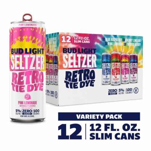 Bud Light Hard Seltzer Gluten Free Retro Tie Dye Variety Pack Perspective: front