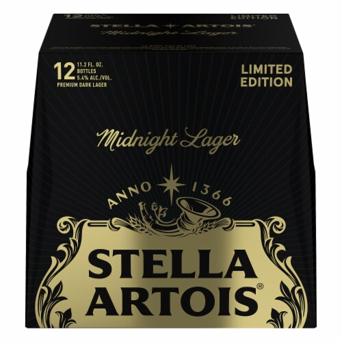 Stella Artois Midnight Lager Winter Seasonal Beer Perspective: front