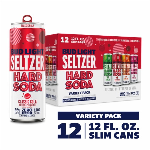 Bud Light Hard Seltzer Citrus & Cola & Orange & Cherry Cola Hard Soda Variety Pack Gluten Free Perspective: front