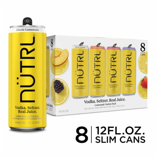 Nutrl Gluten Free Lemonade Vodka Seltzer Variety Pack Perspective: front