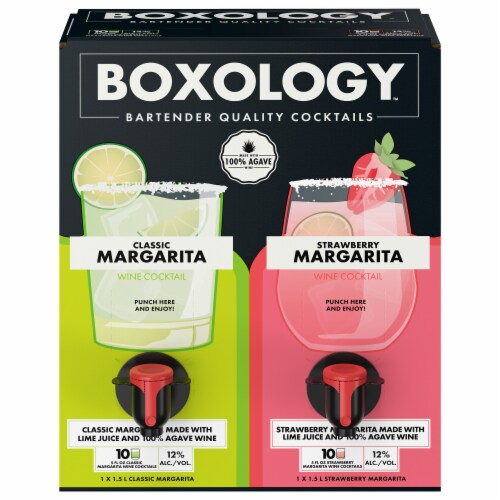 Boxology Classic Strawberry Margarita Wine Ready to Drink Cocktail Perspective: front