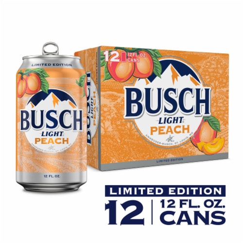 Busch Light Peach American Lager Beer Perspective: front