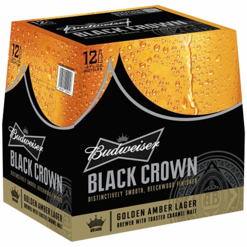 Budweiser Black Crown Bottles Perspective: front