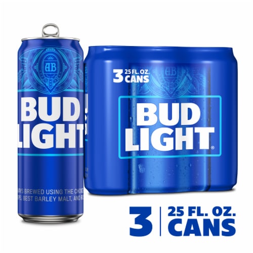 Bud Light Lager Beer, 3 cans / 25 fl oz - Food 4 Less