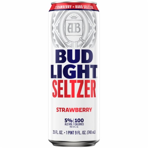 Bud Light Strawberry Hard Seltzer Single Can Perspective: front