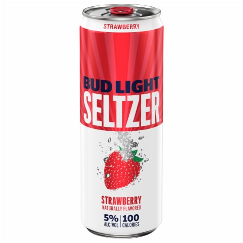 Bud Light Strawberry Hard Seltzer Single Can Perspective: front