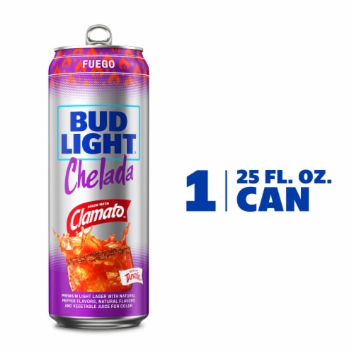 Bud Light Chelada Fuego Lager Beer Perspective: front