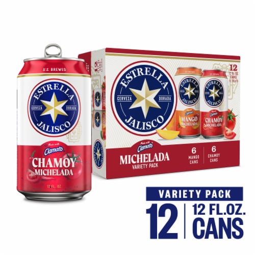 Estrella Jalisco Classic Mango & Tropical Chamoy Michelada Variety Pack Perspective: front