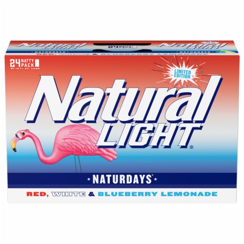 Natural Light Red White and Blueberry Lemonade Flavored Beer Perspective: front