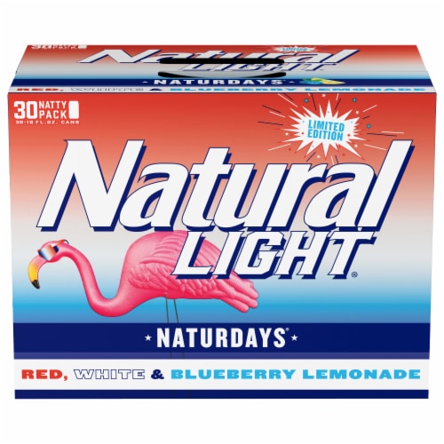 Natural Light Red White and Blueberry Lemonade Flavored Beer Perspective: front