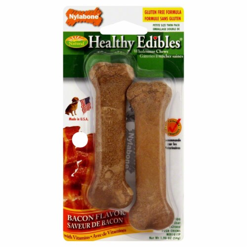 Nylabone® Healthy Edibles® Gluten Free Bacon Flavor Wholesome Dog Chews Perspective: front