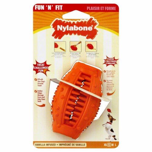 Nylabone Fun 'N" Fit Vitamin Infused Orange Rubber Small Dog Toy Perspective: front