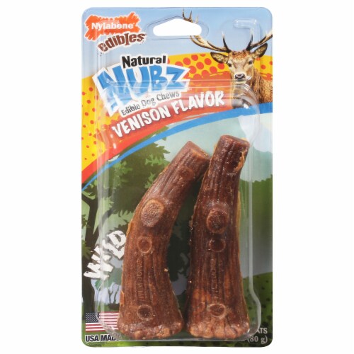 Nylabone® Edibles™ Natural Nubz Wild Venison Flavored Dog Chew Treats Perspective: front